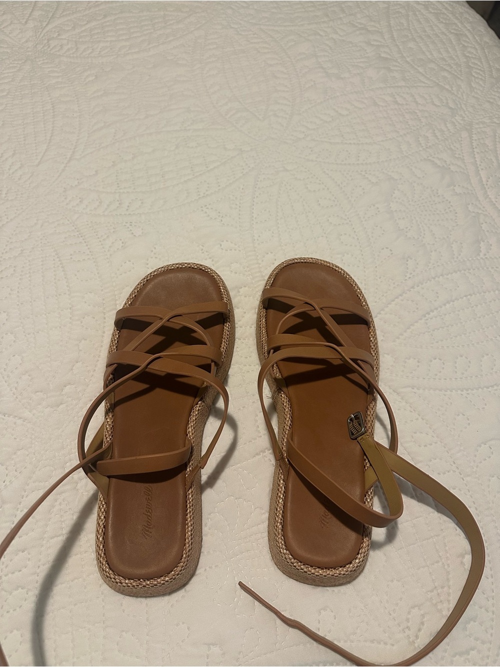 Madewell Women's Tan Lace-Up Strappy Sandals